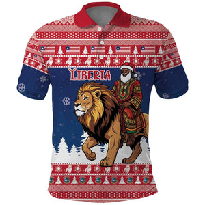 Personalized Afro Christmas in Liberia Polo Shirt Black Santa Riding Lion - Merry Christmas - African Pride