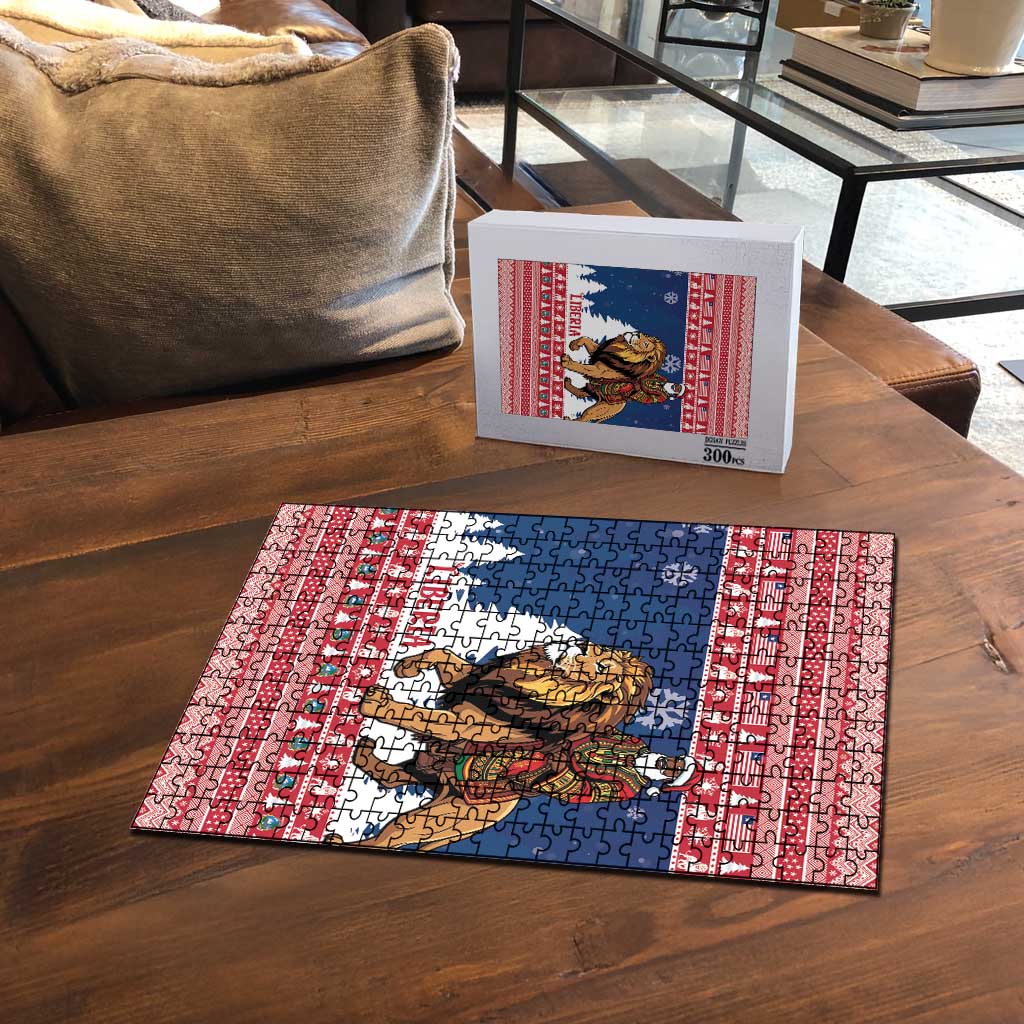 Liberia Christmas Puzzle Black Santa Riding Lion - Merry Christmas