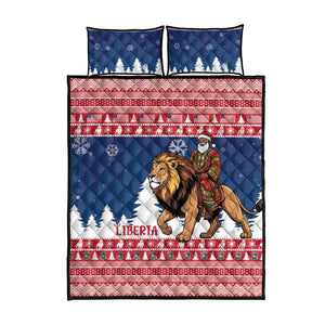 Afro Christmas in Liberia Quilt Bed Set Black Santa Riding Lion - Merry Christmas - African Pride