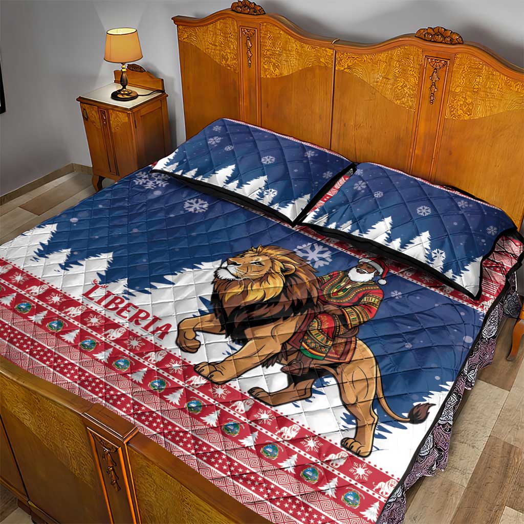 Afro Christmas in Liberia Quilt Bed Set Black Santa Riding Lion - Merry Christmas - African Pride