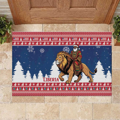 Afro Christmas in Liberia Rubber Doormat Black Santa Riding Lion - Merry Christmas - African Pride