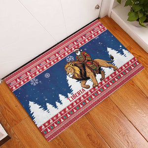 Afro Christmas in Liberia Rubber Doormat Black Santa Riding Lion - Merry Christmas - African Pride
