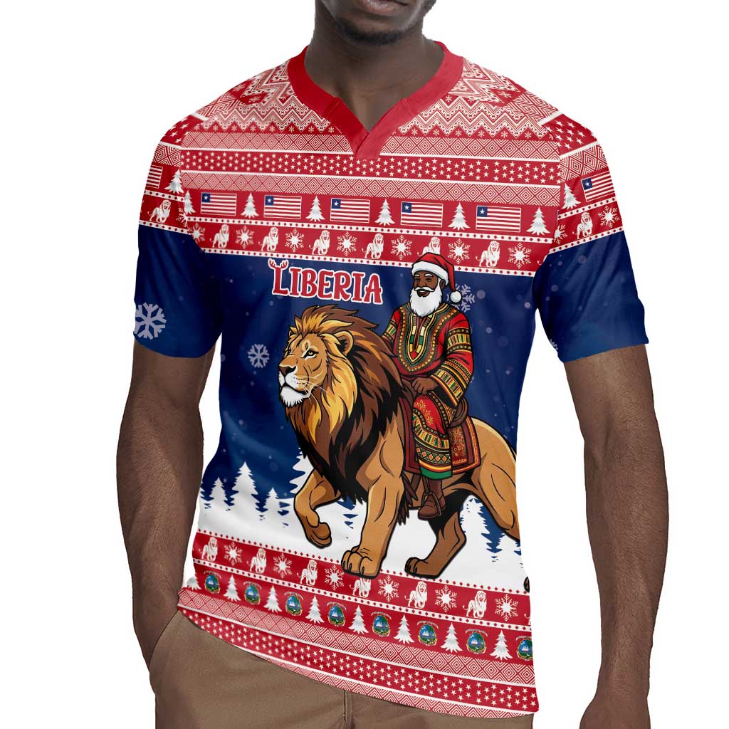 Personalized Afro Christmas in Liberia Rugby Jersey Black Santa Riding Lion - Merry Christmas - African Pride