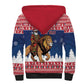 Personalized Afro Christmas in Liberia Sherpa Hoodie Black Santa Riding Lion - Merry Christmas - African Pride