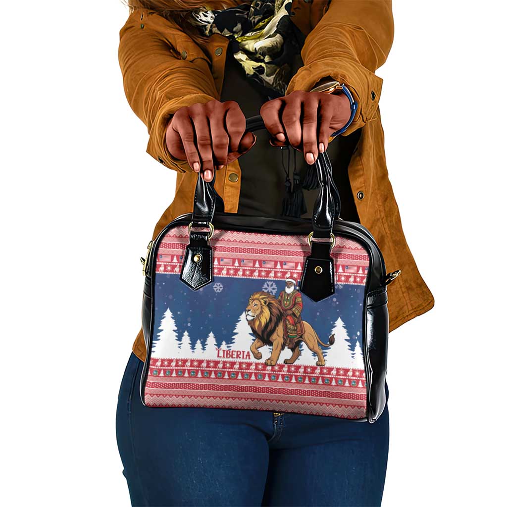 Afro Christmas in Liberia Shoulder Handbag Black Santa Riding Lion - Merry Christmas - African Pride