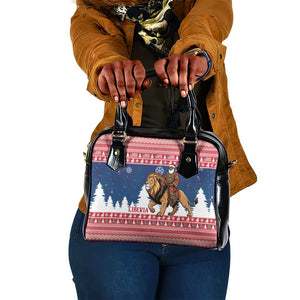 Afro Christmas in Liberia Shoulder Handbag Black Santa Riding Lion - Merry Christmas - African Pride