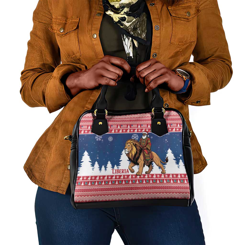 Afro Christmas in Liberia Shoulder Handbag Black Santa Riding Lion - Merry Christmas - African Pride