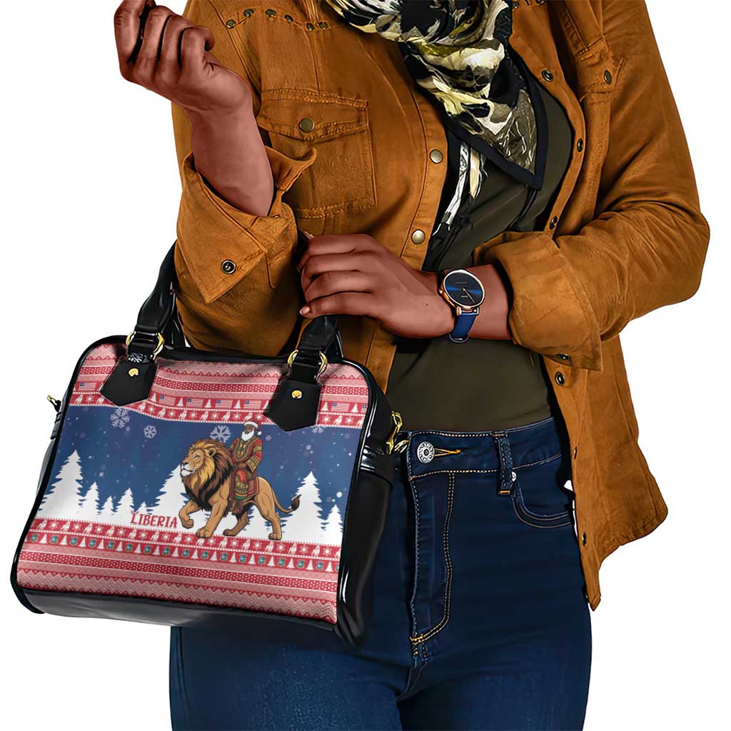 Afro Christmas in Liberia Shoulder Handbag Black Santa Riding Lion - Merry Christmas - African Pride