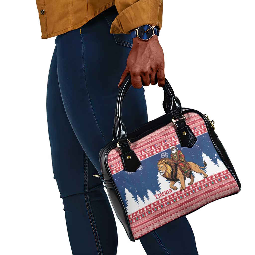 Afro Christmas in Liberia Shoulder Handbag Black Santa Riding Lion - Merry Christmas - African Pride