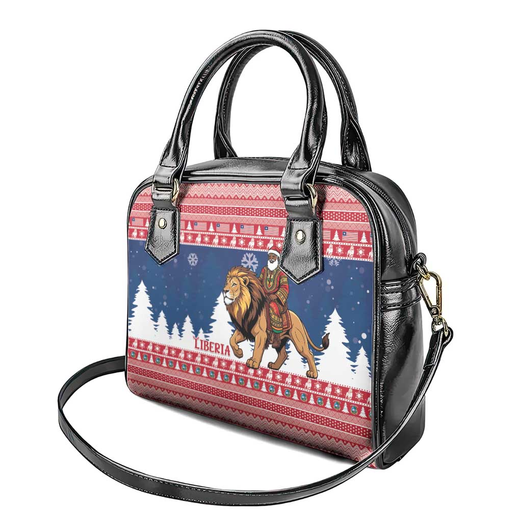 Afro Christmas in Liberia Shoulder Handbag Black Santa Riding Lion - Merry Christmas - African Pride