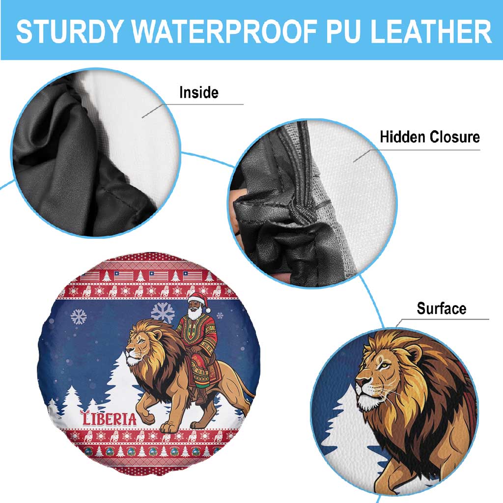 Afro Christmas in Liberia Spare Tire Cover Black Santa Riding Lion - Merry Christmas - African Pride