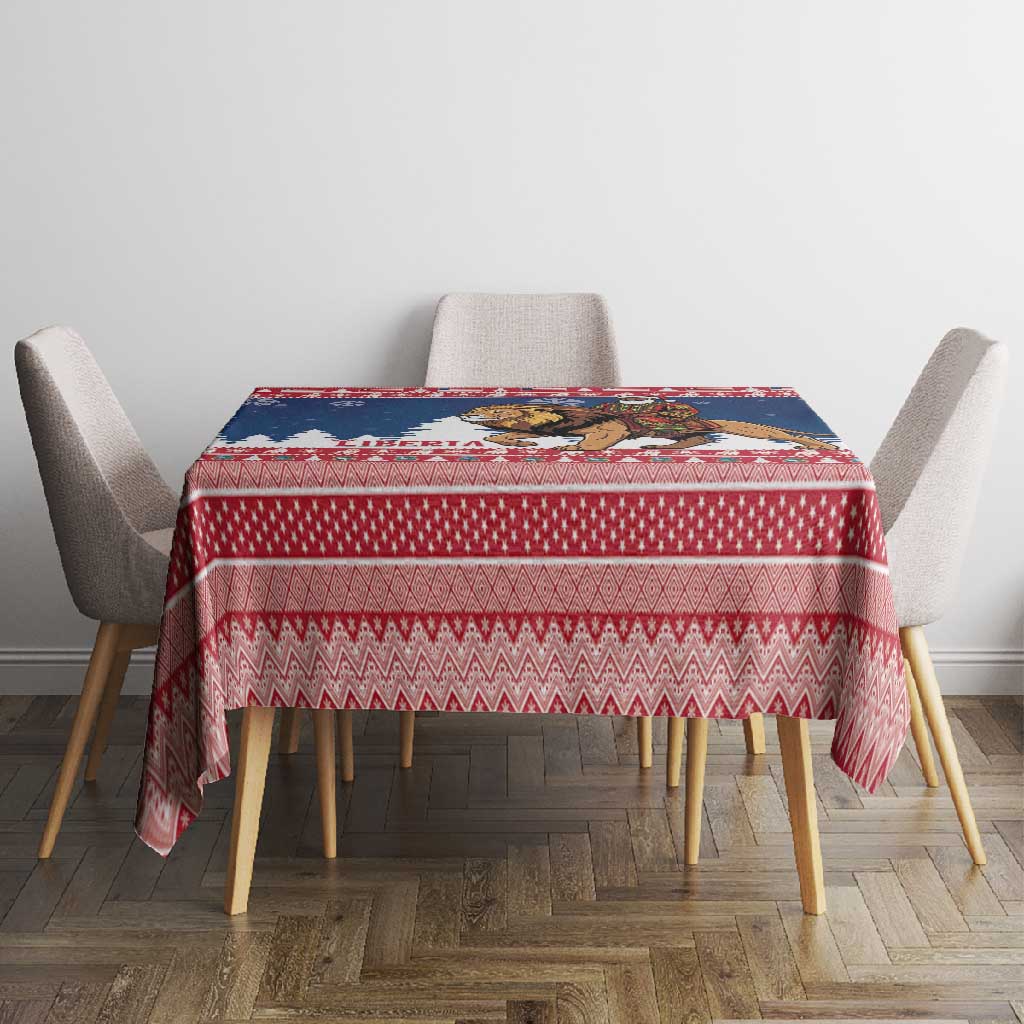 Afro Christmas in Liberia Tablecloth Black Santa Riding Lion - Merry Christmas - African Pride