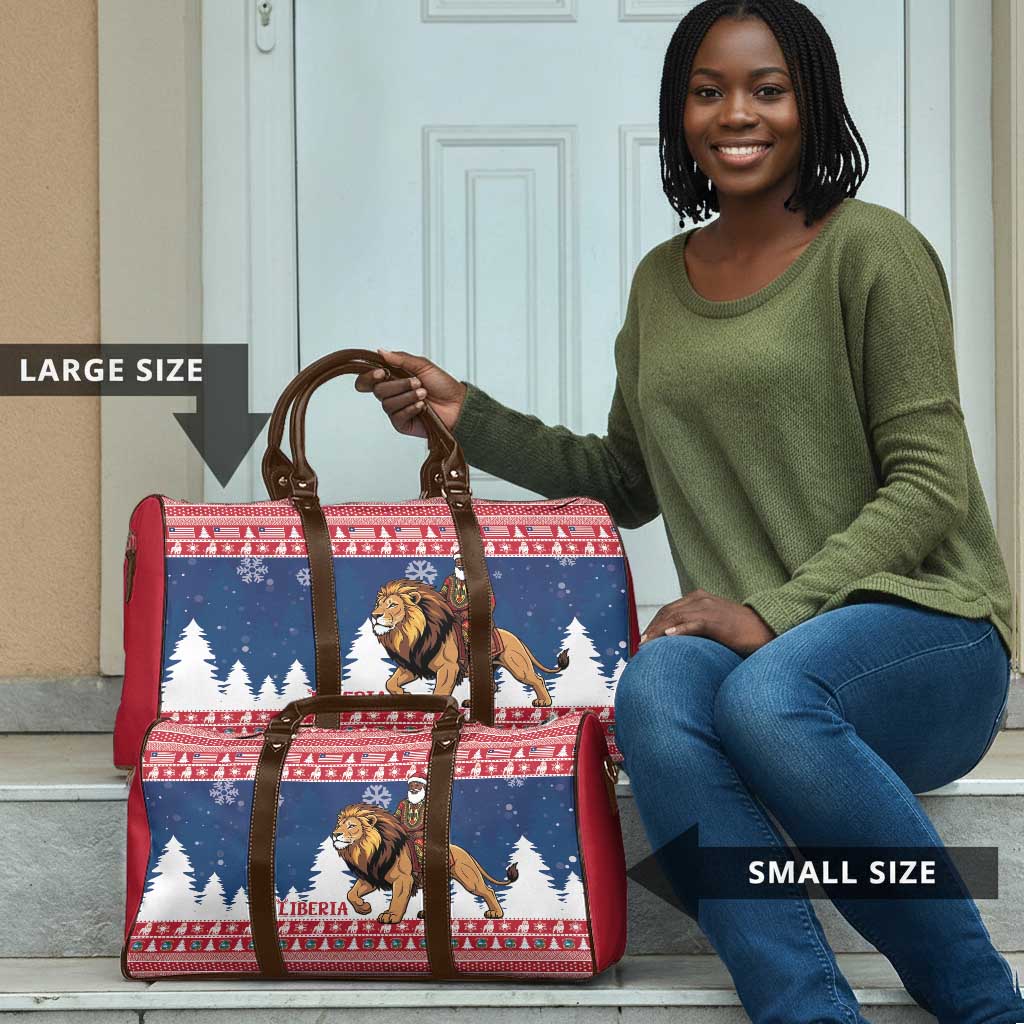 Liberia Christmas Travel Bag Black Santa Riding Lion - Merry Christmas