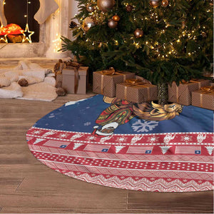 Afro Christmas in Liberia Tree Skirt Black Santa Riding Lion - Merry Christmas - African Pride