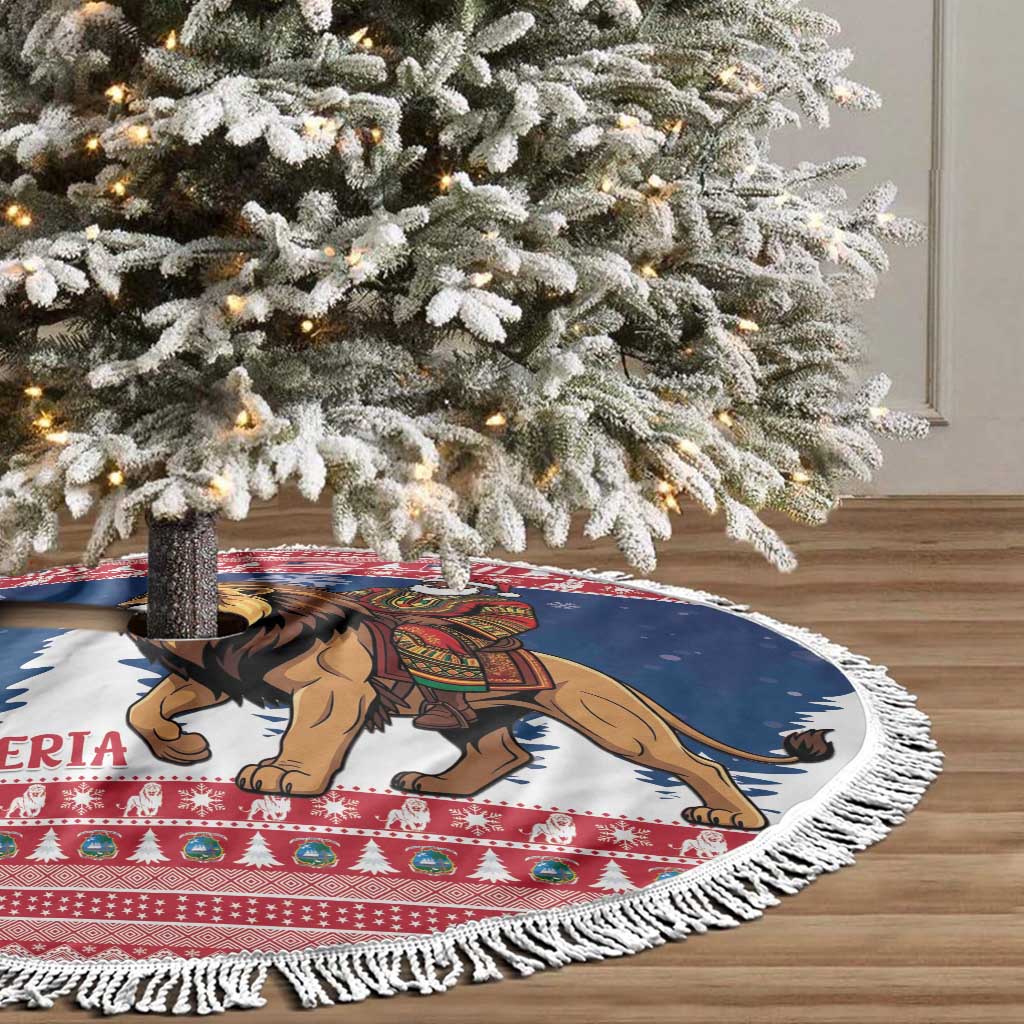 Afro Christmas in Liberia Tree Skirt Black Santa Riding Lion - Merry Christmas - African Pride