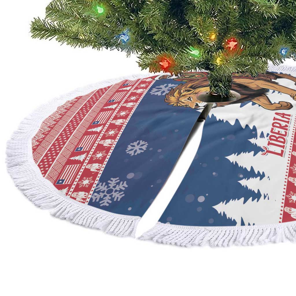 Afro Christmas in Liberia Tree Skirt Black Santa Riding Lion - Merry Christmas - African Pride