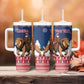 Personalized Afro Christmas in Liberia Tumbler With Handle Black Santa Riding Lion - Merry Christmas - African Pride