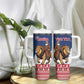 Personalized Afro Christmas in Liberia Tumbler With Handle Black Santa Riding Lion - Merry Christmas - African Pride