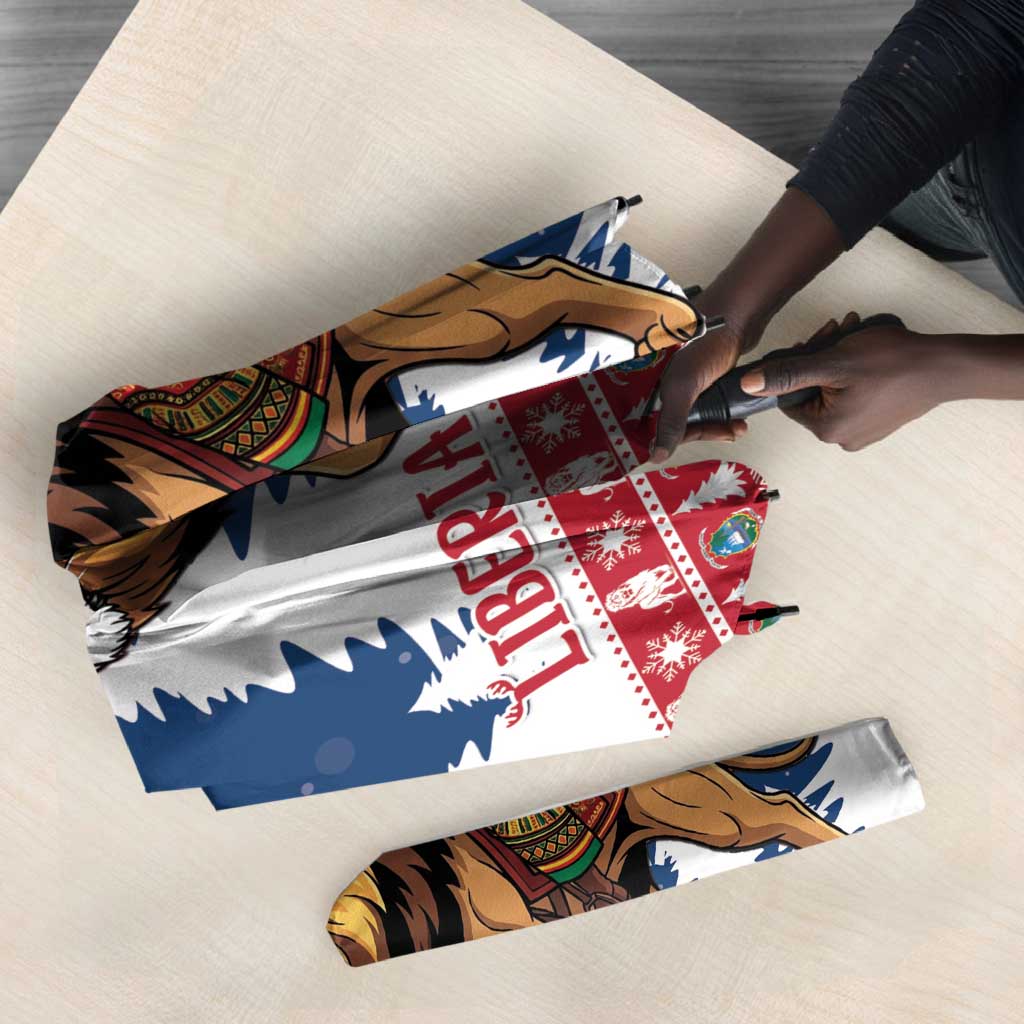 Liberia Christmas Umbrella Black Santa Riding Lion - Merry Christmas