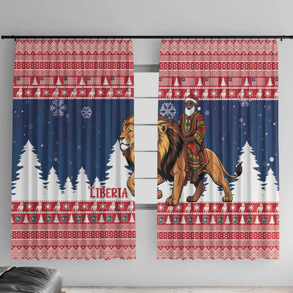 Afro Christmas in Liberia Window Curtain Black Santa Riding Lion - Merry Christmas - African Pride
