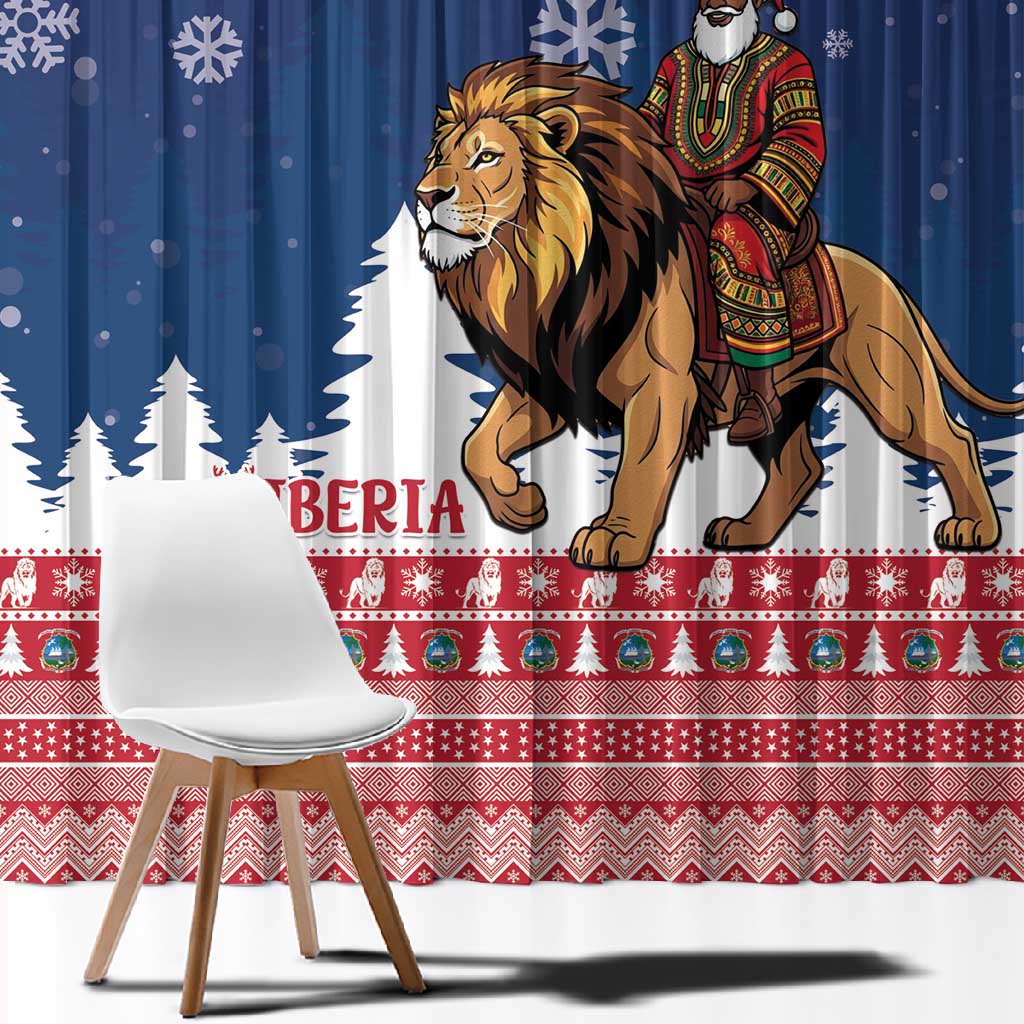 Afro Christmas in Liberia Window Curtain Black Santa Riding Lion - Merry Christmas - African Pride