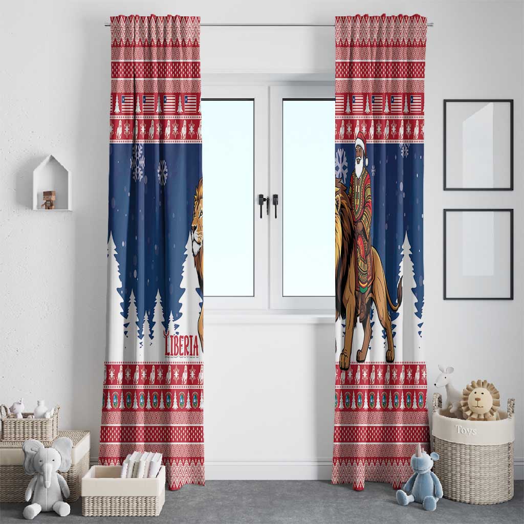 Afro Christmas in Liberia Window Curtain Black Santa Riding Lion - Merry Christmas - African Pride