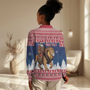 Personalized Afro Christmas in Liberia Women Casual Shirt Black Santa Riding Lion - Merry Christmas - African Pride