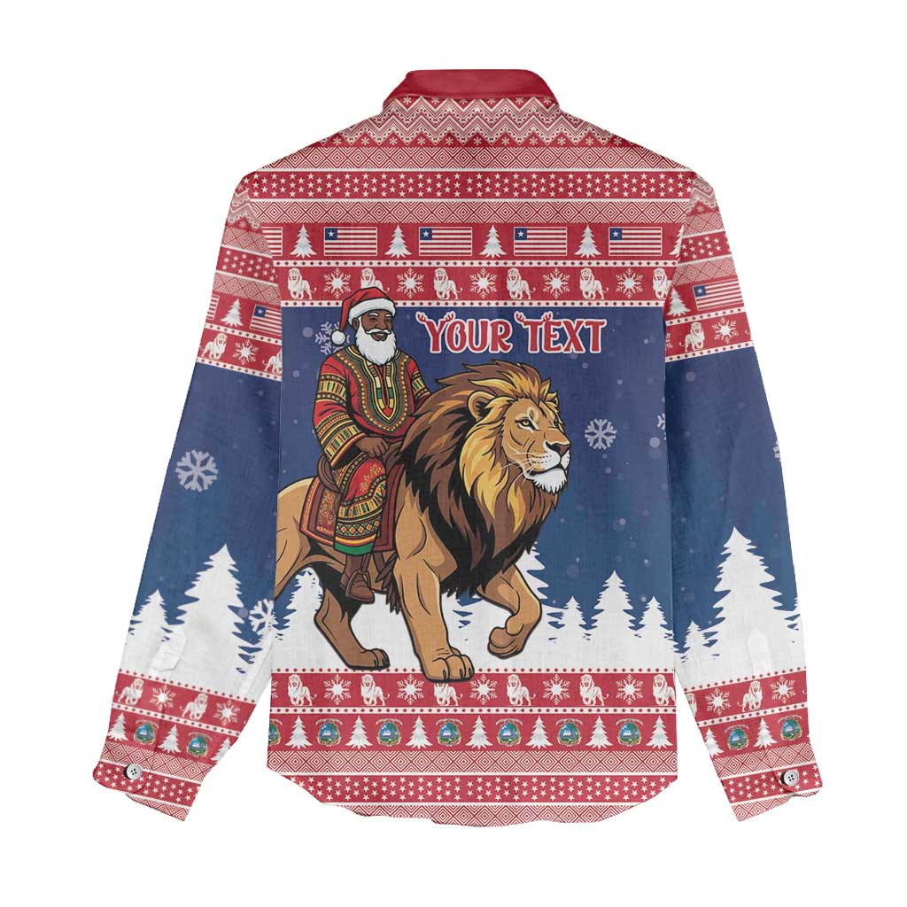 Personalized Afro Christmas in Liberia Women Casual Shirt Black Santa Riding Lion - Merry Christmas - African Pride