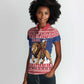 Personalized Afro Christmas in Liberia Women Polo Shirt Black Santa Riding Lion - Merry Christmas - African Pride