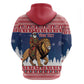 Personalized Afro Christmas in Liberia Zip Hoodie Black Santa Riding Lion - Merry Christmas - African Pride