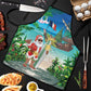 Mayotte Christmas Apron Santa Chill on Tropical Beach
