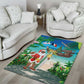Afro Christmas in Mayotte Area Rug Santa Chill on Tropical Beach - African Pride