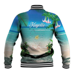 Afro Christmas in Mayotte Baseball Jacket Santa Chill on Tropical Beach - African Pride