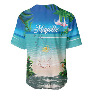 Afro Christmas in Mayotte Baseball Jersey Santa Chill on Tropical Beach - African Pride