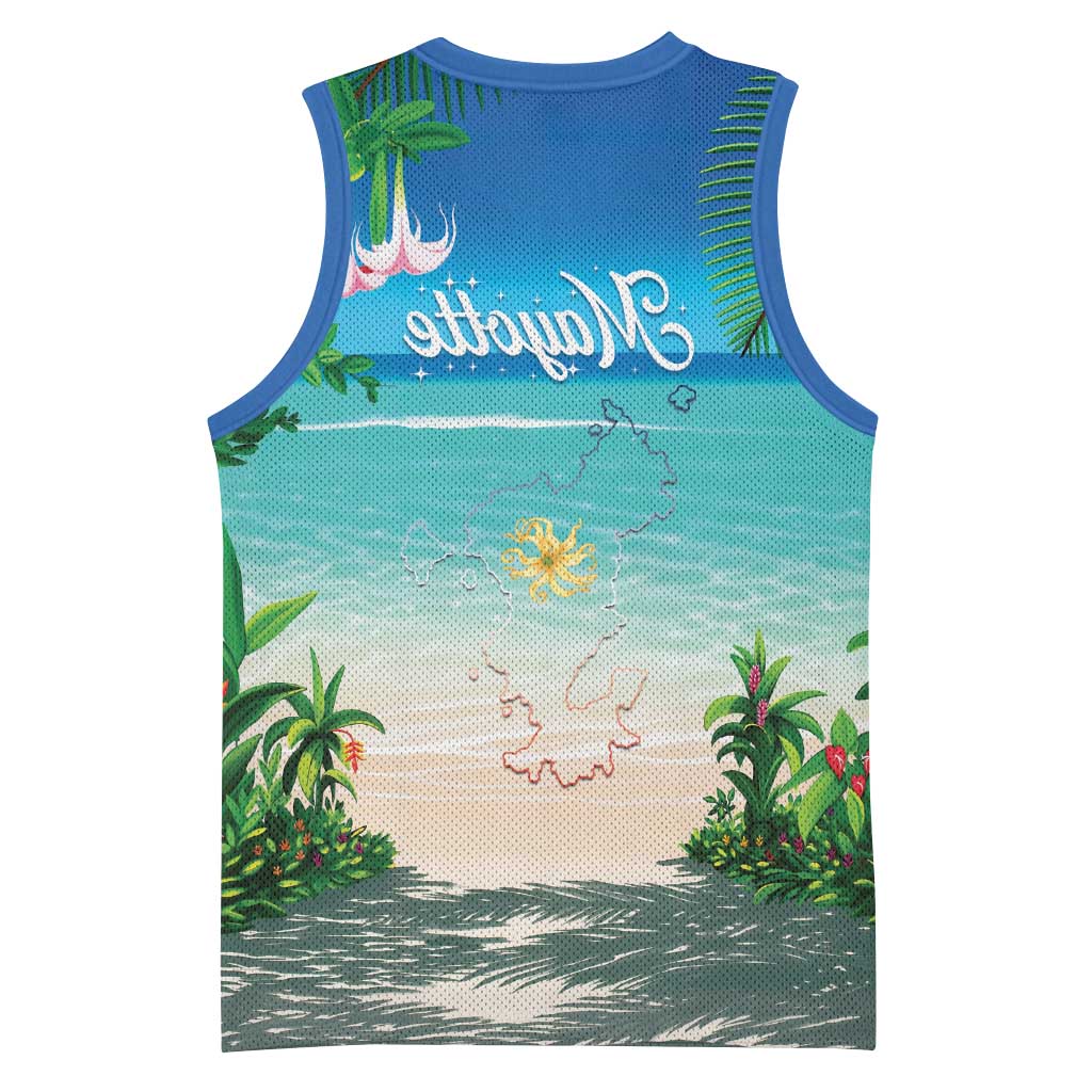 Afro Christmas in Mayotte Basketball Jersey Santa Chill on Tropical Beach - African Pride