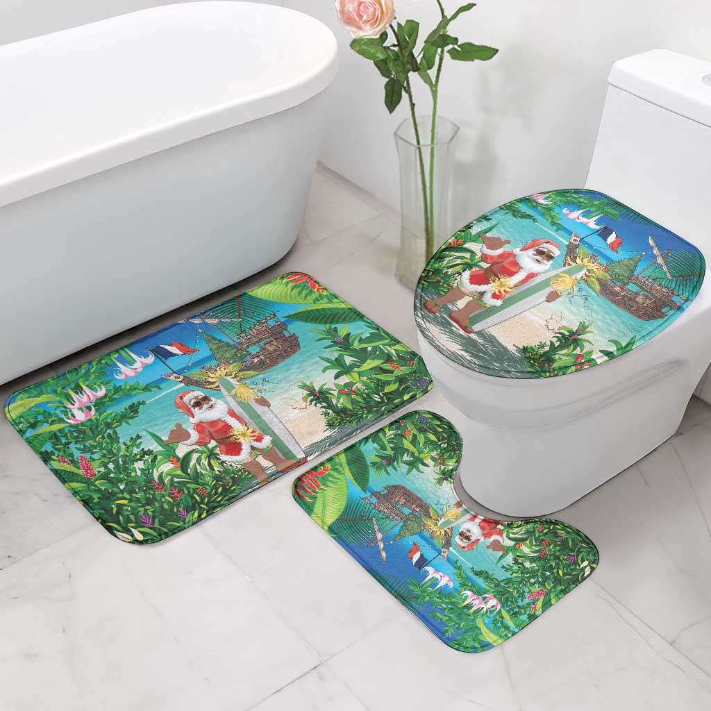Mayotte Christmas Bathroom Set Santa Chill on Tropical Beach