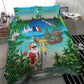 Afro Christmas in Mayotte Bedding Set Santa Chill on Tropical Beach - African Pride