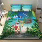 Afro Christmas in Mayotte Bedding Set Santa Chill on Tropical Beach - African Pride