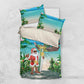 Afro Christmas in Mayotte Bedding Set Santa Chill on Tropical Beach - African Pride