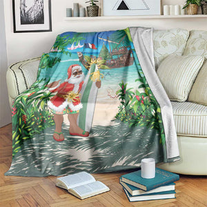 Afro Christmas in Mayotte Blanket Santa Chill on Tropical Beach - African Pride