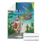 Afro Christmas in Mayotte Blanket Santa Chill on Tropical Beach - African Pride