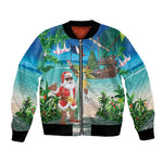 Afro Christmas in Mayotte Bomber Jacket Santa Chill on Tropical Beach - African Pride