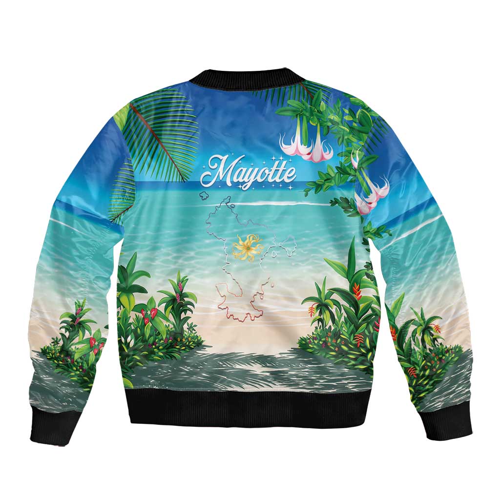 Afro Christmas in Mayotte Bomber Jacket Santa Chill on Tropical Beach - African Pride