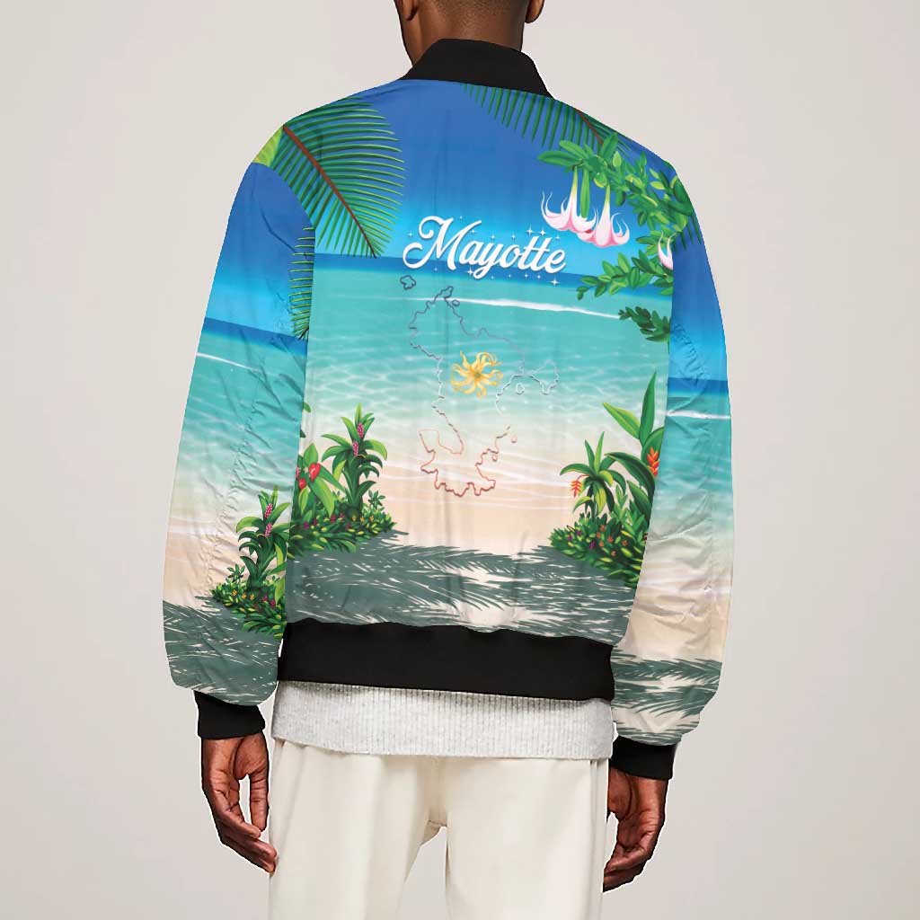 Afro Christmas in Mayotte Bomber Jacket Santa Chill on Tropical Beach - African Pride