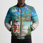 Mayotte Christmas Bomber Puffer Jacket Santa Chill on Tropical Beach