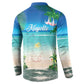 Mayotte Christmas Button Sweatshirt Santa Chill on Tropical Beach