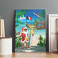Afro Christmas in Mayotte Canvas Wall Art Santa Chill on Tropical Beach - African Pride
