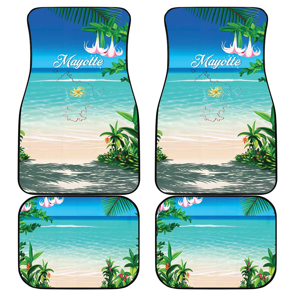 Afro Christmas in Mayotte Car Mats Santa Chill on Tropical Beach - African Pride