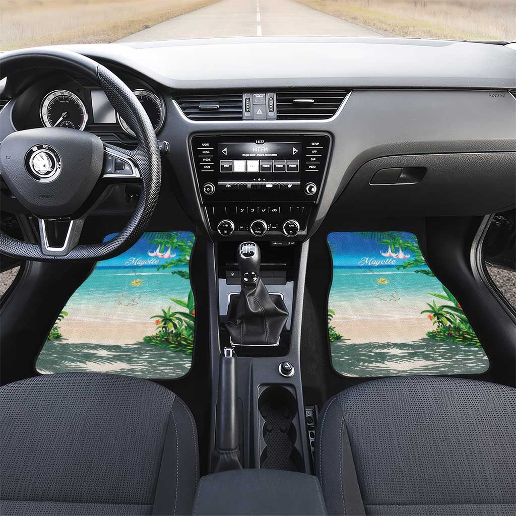 Afro Christmas in Mayotte Car Mats Santa Chill on Tropical Beach - African Pride