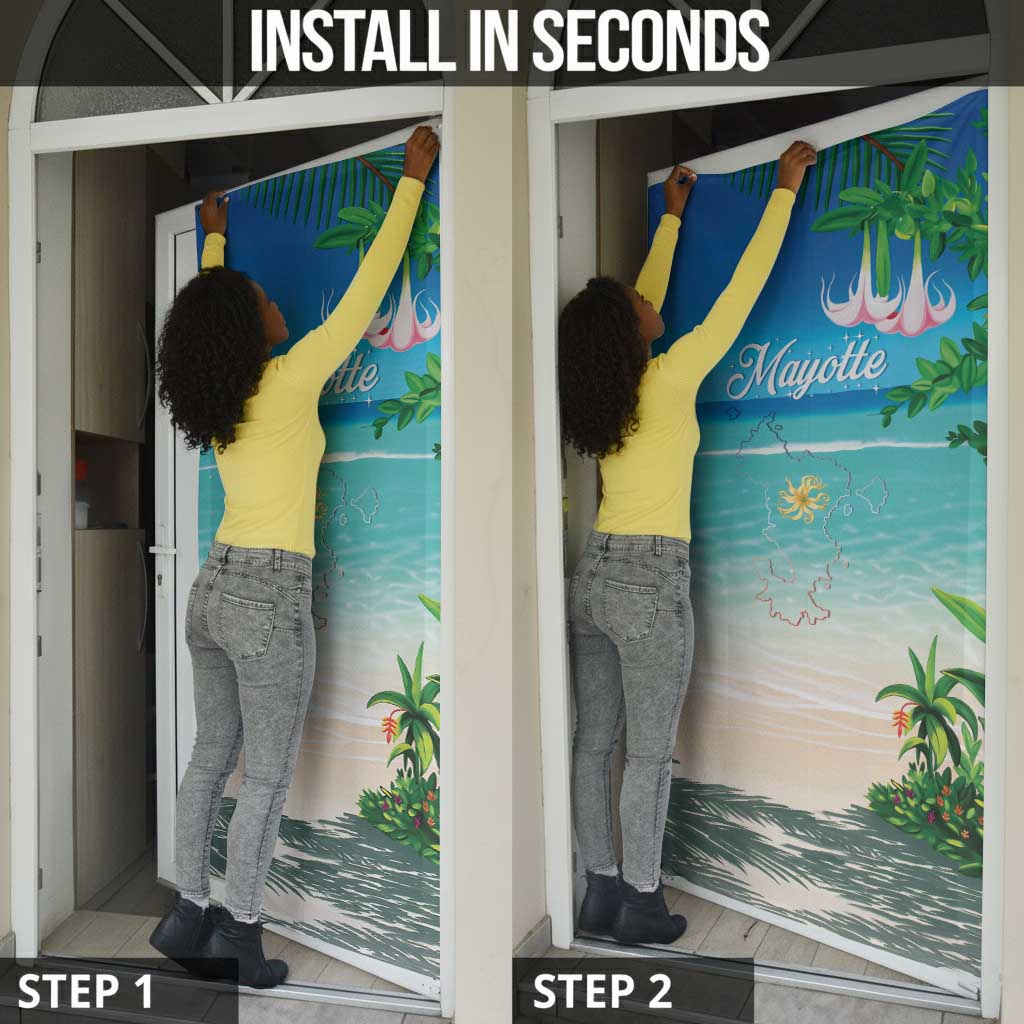 Mayotte Christmas Door Cover Santa Chill on Tropical Beach